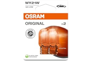OSRAM ORIGINAL 12V, WY21W, 7504-02B, Glass Wedge Base, Halogen Signal Lamp, Double blister (2 lamps), white
