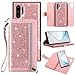 Petocase Compatible Galaxy Note 10 Plus Wallet Case,Luxury Bling Classy Leather Folio Flip Wristlet Shockproof Protective ID Credit Card Slots Holder Cover for Samsung Galaxy Note 10 Plus-Rose Gold