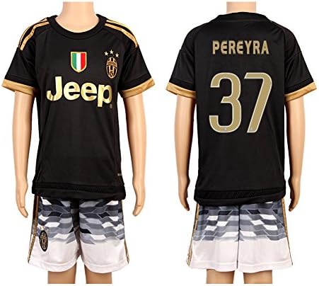 Black #37 2nd Away Kids Youth Football Soccer Jersey Kit Set (2015/16)
