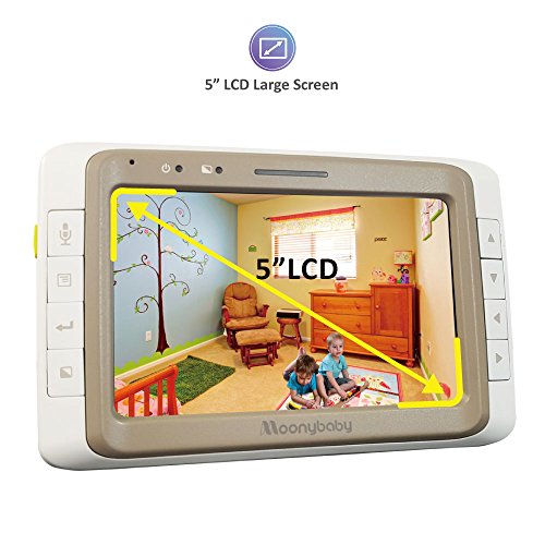 Baby Monitor Camera, Wide View, Split Screen, 5 Inches Large Screen by Moonybaby, Night Vision, Digital Camera, Room Temperature, Long Range, 2 Way Talk Back, Power Saving, High Capacity Battery - Thumbnail 3