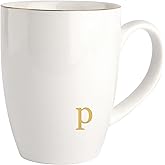HOME SMILE Initial Coffee Cups for Women Friends Mom Daughter,Monogram Ceramic Mugs with Personalized p,Elegant Alphabet Tea Mugs,Cups for Office and Home,12 oz