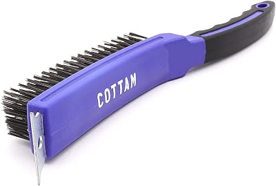 Cottam Heavy Duty 6 Row Steel Wire Scratch Brush with Scraper