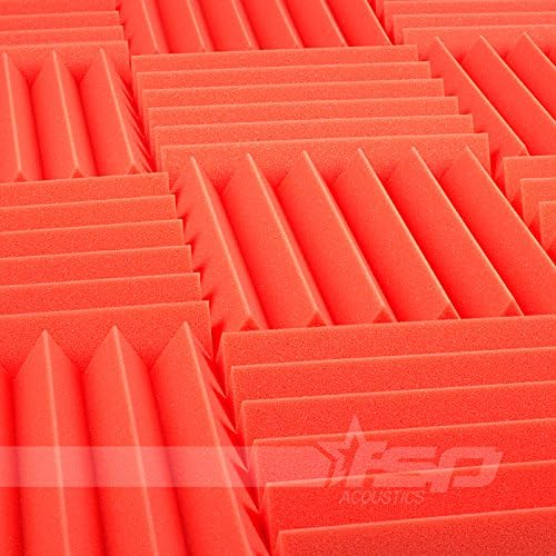 12x12x2 (12 Pack) Orange Acoustic Wedge Sound Proofing/Treating Studio Foam Tiles