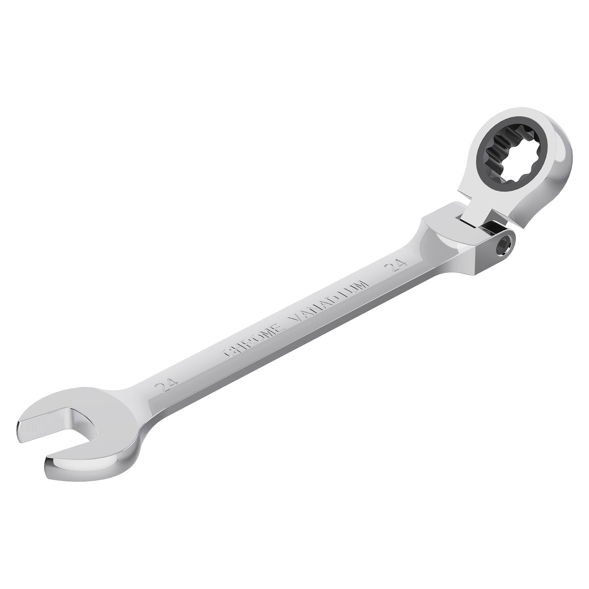 FOCMKEAS 24mm(15/16") Flex-Head Ratcheting Combination Wrench Metric 72 Teeth 12 Point Ratchet Box Ended and Open End Spanner Tools, Flexible Head Gear Wrench, Heat-Treated CR-V