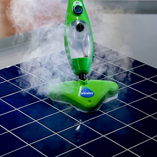 Gatycallaty Floor/Hand-Held Steam Mop Duster; Steam Cleaner For Carpet/Window/Garment/Hard Wood/Tile/Pet;Multifunctional Steamer Cleaning Machines (5-in-1 Accessories & 3 Microfiber Pads ) (Green)