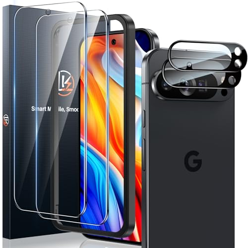 LK 2+2 Pack Screen Protector for Google Pixel 10 Pro XL, 2 Tempered Glass Screen Protector & Camera Lens Protector for 10 Pro XL, Support Fingerprint Unlock, HD Screen, Anti-Scratch, Easy Installation
