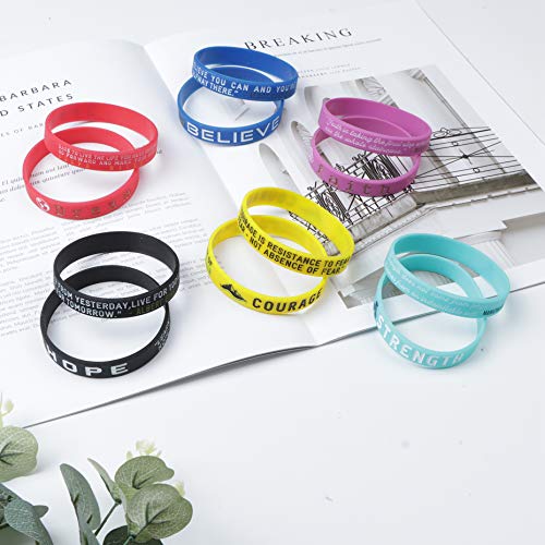SAILIMUE 12 Pcs Inspirational Silicone Rubber Bracelets for Men Women Wristbands Positive Energy with Motivational Saying Bracelets Set Sports Wristbands - Thumbnail 4