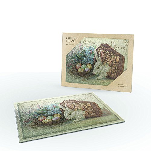 TIMELESS BY DESIGN EASTER WISHES CUTTING BOARD, Kitchen Carving Boards, Printed Tempered Glass Cutting Board, Non Slip, Rubber Feet, Shatter Resistant, Scratch-Stain Resistant, 11" X 15" X 1/4