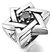 Men's Large Stainless Steel Ring Agate Silver Black Lucky Jewish Star Of David Vintage