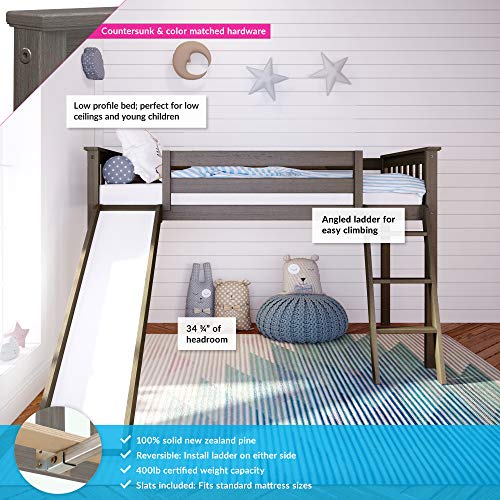 Max & Lily Twin Low Loft Bed with Slide, Clay Pricepulse