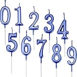 Yaomiao 10 Pieces Birthday Numeral Candles Cake Numeral Candles Number 0-9 Glitter Cake Topper Decoration for Birthday Party Favor (Blue)