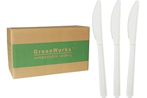 GreenWorks 1000 Count 6" Compostable Knives,BPI Certified,Bulk Cutlery Utensils Knife