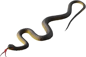 Realistic Fake Rubber Snake Prank Toy for Garden Decor, Bird Deterrent & Party Gags — 45cm Straight / 23cm Zigzag, Black