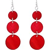 Jules D.Colorful Dangle Earrings Natural Shell Cluster Beads Drop Earrings for Women Dangling