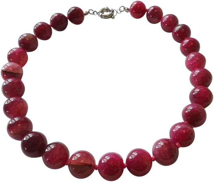 Pink Agate Handknotted Beaded Necklace, 17 Inches
