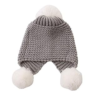 LANGZHEN Kids Classic Daily Thicken Warm Cotton Lining Earmuffs Knitted Hat for Autumn and Winter 6M-10T