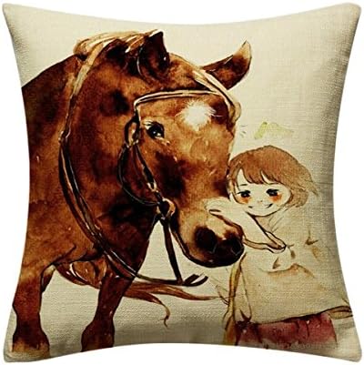 MelodyJulia 18 X 18" Decorative Cotton Linen Throw Pillow Cover Case Couple Pillow Case PC1500