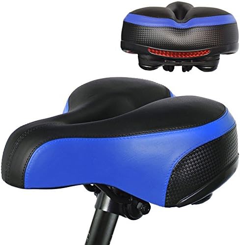 Luyomy Bicycle Saddle with Dual Shock Absorbing Ball Most Comfortable Leather Bike Seat Memory Foam Padded Giant Bicycle Seat Men Women New Look MTB Road City Bike Saddle(blue)