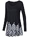 Lotusmile Women's Pleated Front Fitted Flow Blouse Top, Round Neck Long Sleeve Sandy Fabric, BK L