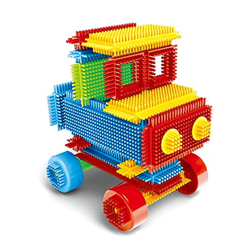 100pcs Bristle Shape 3D Building Blocks Tiles Construction Playboards, The Bristle Blocks Creativity Building Toys, Dexterity Fine Pretend Toy for Toddlers Children Boy Girls