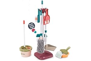 LONGJUNJUNFASHION Kids Cleaning Set, Cleaning Toys for Children, Pretend Play Kit Toddler Role Play Toys for Girls Boys Age 3+, Include Broom Mop Duster Dustpan Brushes Rag, Play House Game Toy (18 Piece Set)
