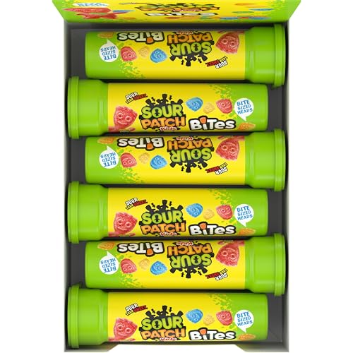SOUR PATCH KIDS BITES SOFT & CHEWY GUMMY CANDY, BULK CANDY, 12-1.8 OZ TUBES