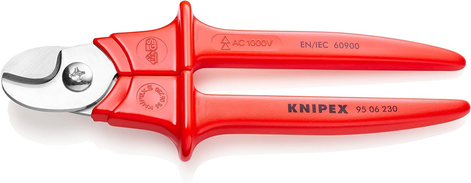 KNIPEX Cable Shears Handles Extrusion Plastic-Coated Plastic Insulated, VDE-Tested 230 mm, 95 06 230