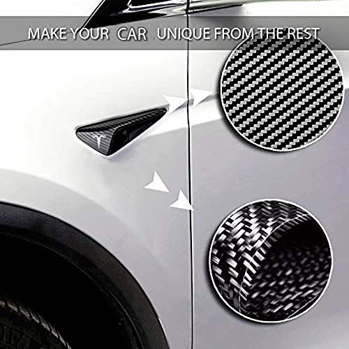 CoolKo Car Front Side Signal Turn Lamp Cover Trim Exterior Decoration Compatible with Model X, S, 3 [ Carbon Fiber Pattern - Silver Stickers] - Thumbnail 6