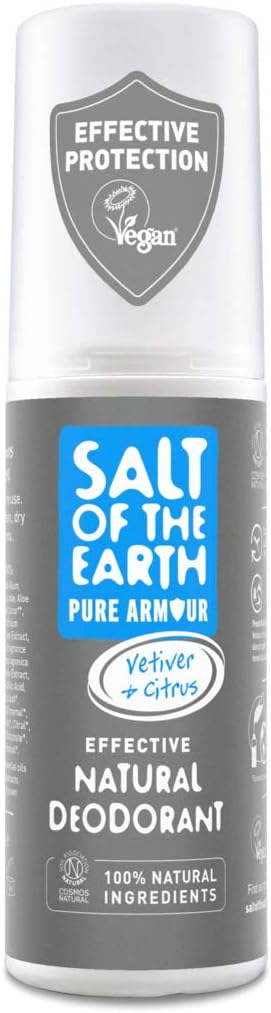 Salt of the Earth, Refillable Natural Deodorant Spray, 100% Natural Origin Ingredients, Vegan, Long Lasting Protection