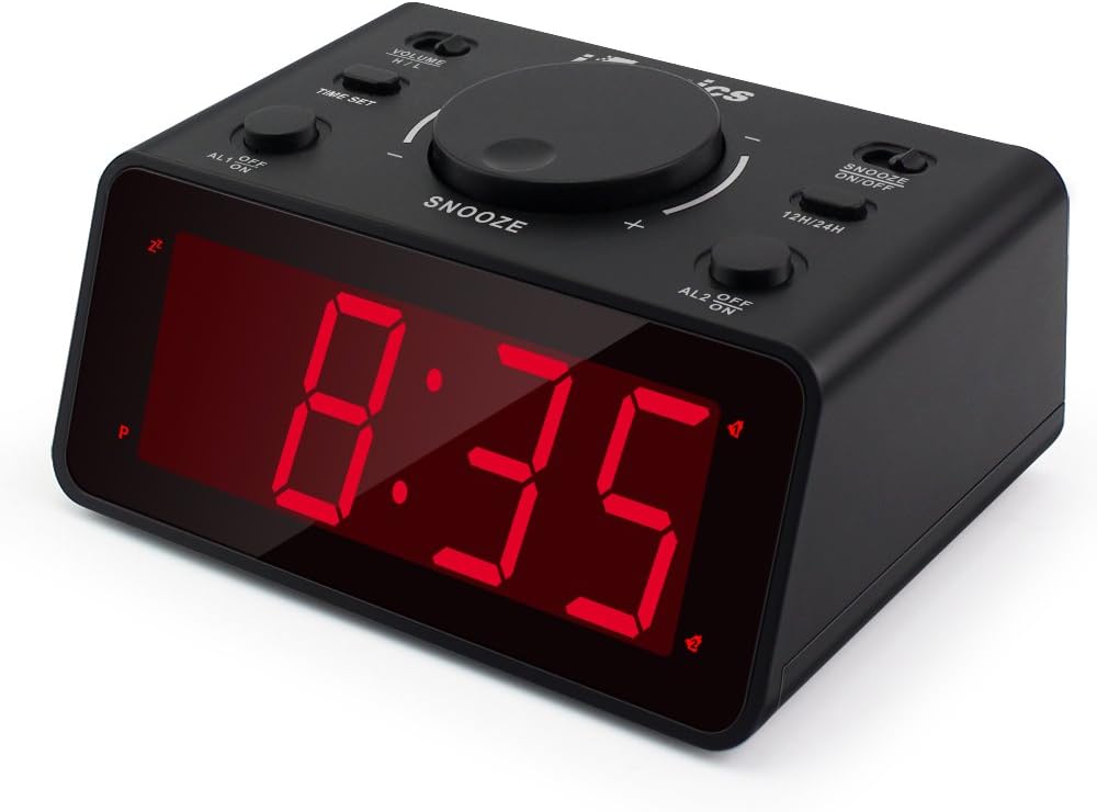 iTronics Digital Clocks for Bedrooms Bedside with 3 Adjustable Brightness, Electric Simple Alarm Clock Large Display with Snooze, Battery Powered