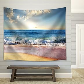 Sea Sunset in Olympic Park Coast - Fabric Wall Tapestry Home Decor - 51x60 inches