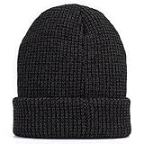 Paragon Winter Warm Knit Criss-Cross fitting Skull cap beanie Fleece Lining Thick (Black)