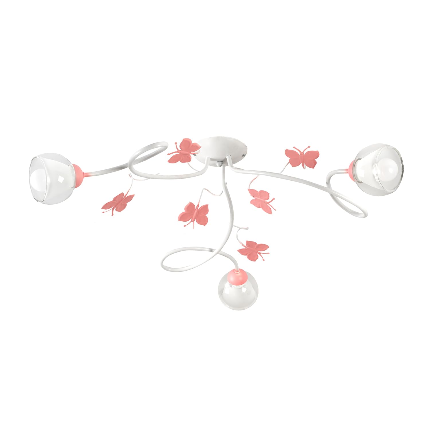 ONLI Ceiling 3 Lights Metal White with Pink Painted Butterflies