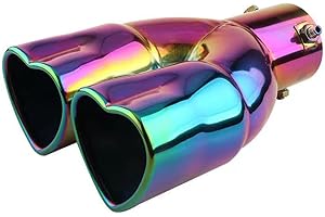 Heart Shaped Exhaust Tip, Universal Chrome Dual Exhaust Tips, 2.5 Inch Exhaust Tip, Exhaust Tips, for 40mm-60mm Exhaust Tip