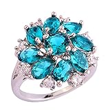Psiroy Women's 925 Sterling Silver 4.75cttw Green Topaz Cluster Flower Filled Ring