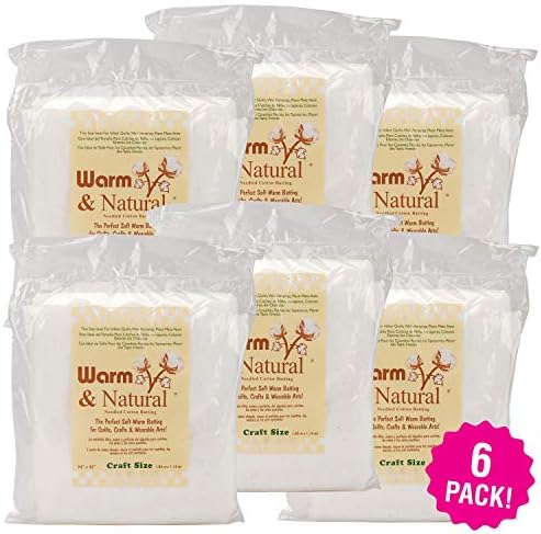 Warm Co. 97758 Pk Warm & Natural Cotton Batting 34"X45", Multipack of 6, Craft Size X Fob: Mi 6 Pack