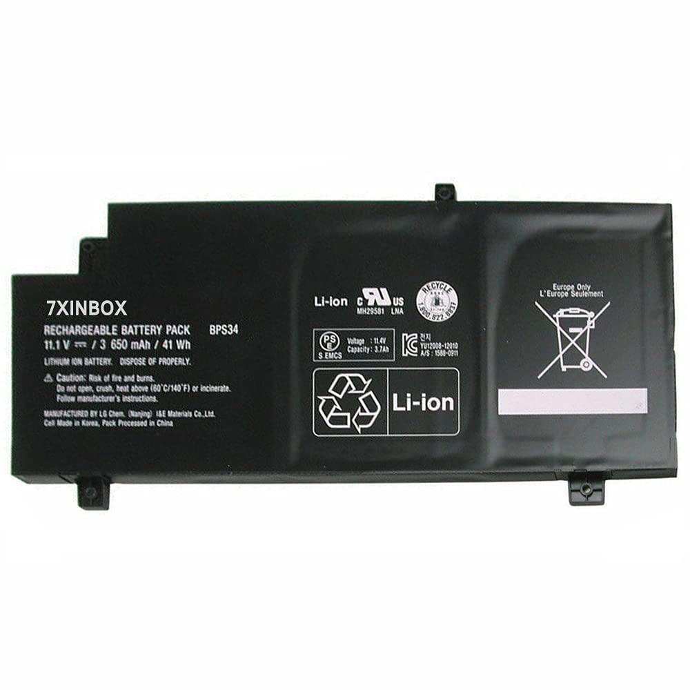 7XINbox VGP-BPS34 VGP-BPL34 11.1V 41Wh 3650mAh Laptop Battery Replacement for Sony 14 15 SVF14A SVF15A SVF15A1ACXB SVF15A1ACXS SVF15A1BCXB SVF15A1DPXB SVF14A16CXB SVF14A16CXP SVF14A16CXS