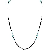 MINACHI Beaded Necklace, Black and Turquoise-Toned, Minimalist Bohemian Style, Gift for Men and Women