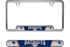FANMATS NFL Embossed License Plate Frame, Stainless Steel Frame with Stamped Aluminum Team Logo Inserts, 6.25in x 12.25in