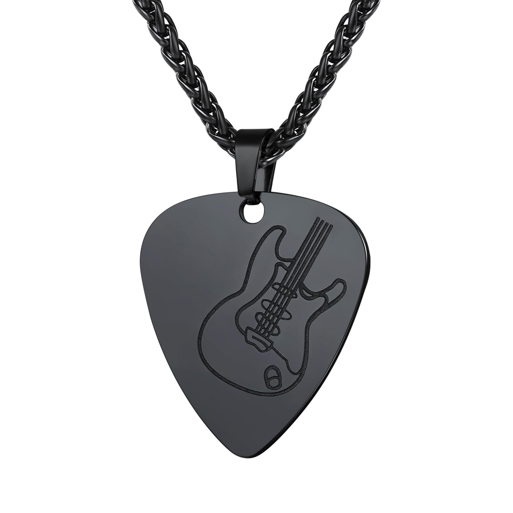 U7 Guitar Pick Pendant Cool Black Necklace For Men Women Music Gift Jewellery Plectrum Necklaces