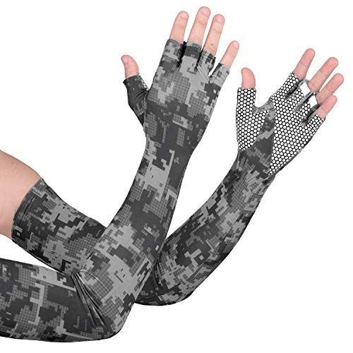 EXski UV Protection Cycling Sleeves - Cooling Sunblock Sunscreen Long Sleeve Gloves Anti Slip Palm Men Women Perfect for Driving Running Golfing Outdoor Activities