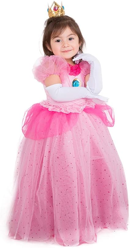 Amazon Co Jp Miccostumes Kids Girls Princess Peach Cosplay Costume Dress With Crown Halloween Toys