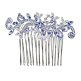 Faship Gorgeous Blue Crystal Floral Hair Comb - Blue