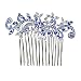 Faship Gorgeous Blue Crystal Floral Hair Comb - Blue