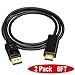 DP To HDMI Cable, BLUESKY 2 Pack 1080P Gold Plated DisplayPort To HDMI Cable- 6 Feet