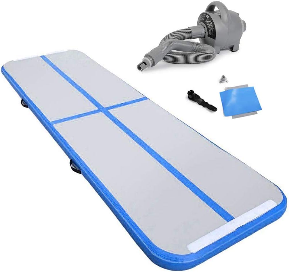 Air Track Tumbling Mat Gymnastics Inflatable Airtracks Gym Mats with Electric Air Pump Home Indoor Workout Training Cheerleading Use by Rolimate