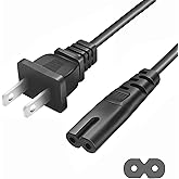 AC 2 Prong Power Cord 5ft Compatible with Sony PS5/PS4/PS4 Slim/PS3 Slim&Super Slim, Xbox Series S/Xbox Series X, Xbox One S/Xbox One X, Playstation 5 Slim Power Supply Cable Replacement
