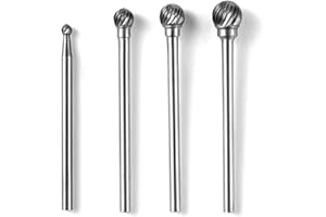 Luo ke 4 Pcs Ball Shape Aluminum Cutting Burr Set - 3/32'' Shank Tungsten Carbide Engraving Bits Ball Burs For Rotary Tool In