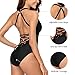 SOCIALA Sexy One Piece Bathing Suits for Womens Strappy Swimsuits Lace up Monokinis Black Medium