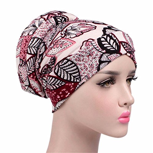 Qhome Womens Vintage Flower Print Soft Cotton Turban Headscarf Women Bonnet Chemo Cap Bandana Hijab